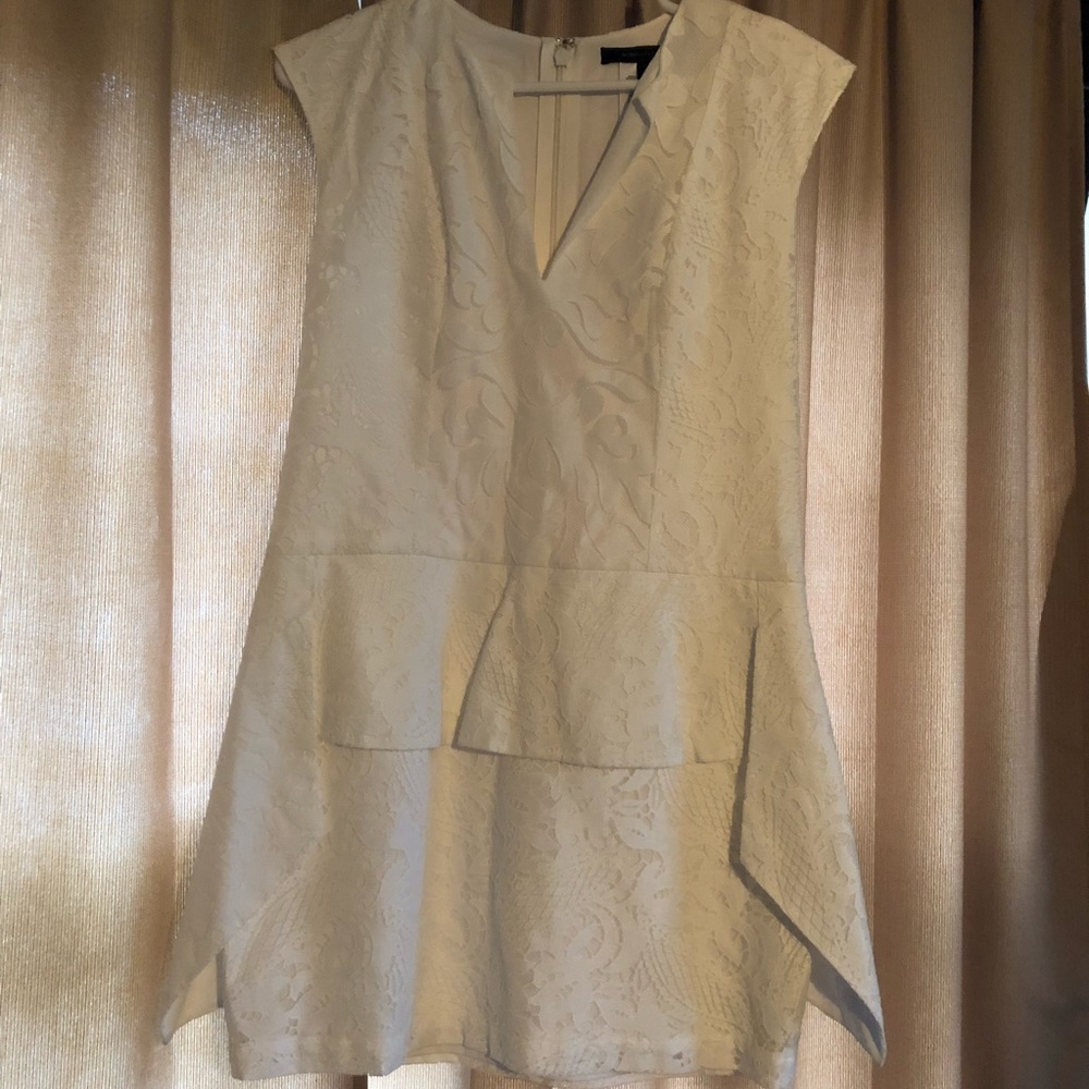 BCBG white peplum dress